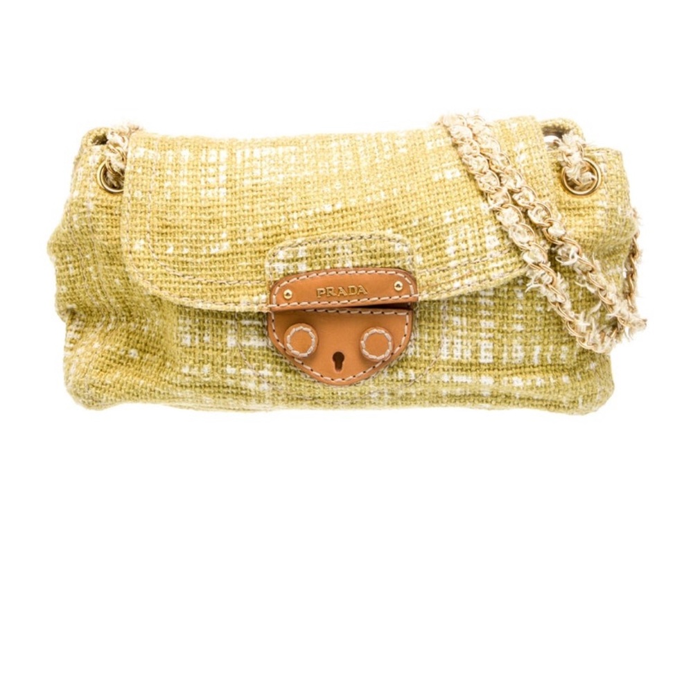 Prada Mustard Tweed Shoulder Bag